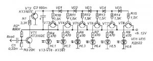 Схема транзисторного шкального светодиодного индикатора