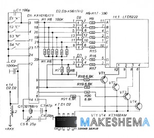 Схема автомобильных часов на микросхеме