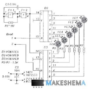 Схема светодиодного индикатора
