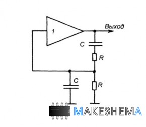 Схема синосуидального RC-генератора