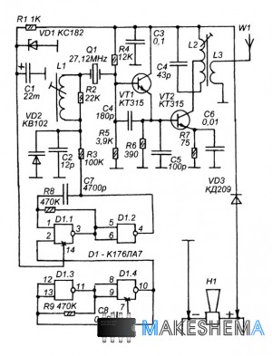 Схема радио-пейджера сигнализации