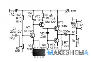 Схема транзисторного усилителя