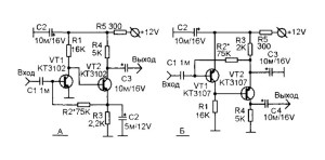 Простой предварительный усилитель НЧ на транзисторах
