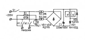 Схема автомата защиты от выбросов напряжения