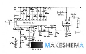 Схема СВ-радиостанции на К174ХА42А