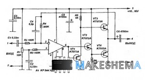 Схема простого компактного усилителя 4Вт