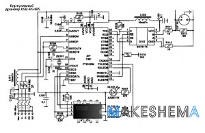 Схема подключения микроконтроллера через RS485 к USB