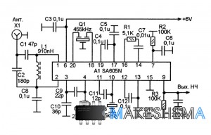 Схема приемного тракта на микросхеме SA605N